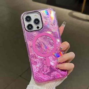 For iPhone 15 Pro Max Plating Gradient Glacier Texture MagSafe Phone Case(Pink)
