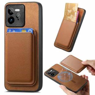 For Realme GT7 Pro 5G Retro Magsafe Card Bag PU Back Cover Phone Case(Brown)