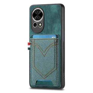 For Huawei nova 13 Denim Texture Leather Skin Phone Case with Card Slot(Green)