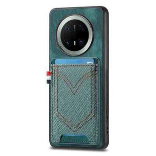 For Huawei Mate 70 Pro Denim Texture Leather Skin Phone Case with Card Slot(Green)