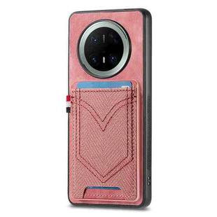 For Huawei Mate 70 Pro Denim Texture Leather Skin Phone Case with Card Slot(Pink)