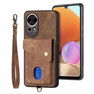 For Huawei nova 13 Retro Card Wallet Fold Leather Phone Case with Strap(Brown)