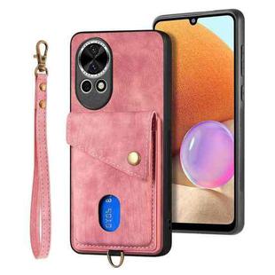 For Huawei nova 13 Retro Card Wallet Fold Leather Phone Case with Strap(Pink)