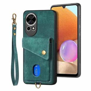 For Huawei nova 13 Pro Retro Card Wallet Fold Leather Phone Case with Strap(Green)