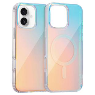 For iPhone 16 Plus Laser Engraved Texture MagSafe Phone Case(Red Light)