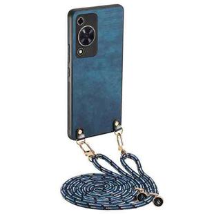 For Huawei Enjoy 70 Vintage Leather PC Back Cover Phone Case with Crossbody Strap(Blue)