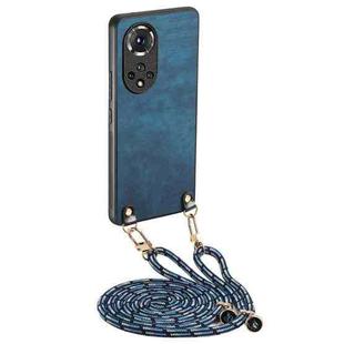 For Huawei nova 9 Vintage Leather PC Back Cover Phone Case with Crossbody Strap(Blue)