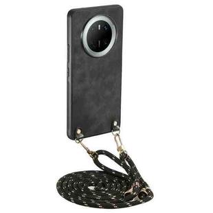 For Huawei Mate 70 Pro+ Vintage Leather PC Back Cover Phone Case with Crossbody Strap(Black)