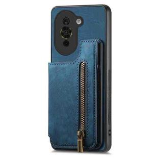 For Huawei nova 10 Retro Leather Zipper Wallet Back Phone Case(Blue)