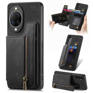 For Huawei nova 14 Pro Retro Leather Zipper Wallet Back Phone Case(Black)