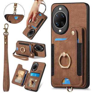 For Huawei nova 14 Retro Skin-feel Ring Multi-card Wallet Phone Case(Brown)