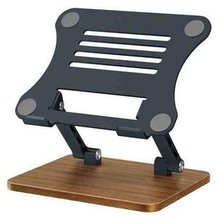 J32 Foldable Wood Base Desktop Metal Phone Holder Adjustable Laptop Stand(Grey)