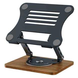 J31 Foldable 360-Degree Rotating Laptop Metal Wood Cooling Stand(Grey)