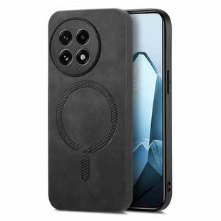 For OnePlus 13 Solid Color Retro Magsafe PU Back Cover Phone Case(Black)
