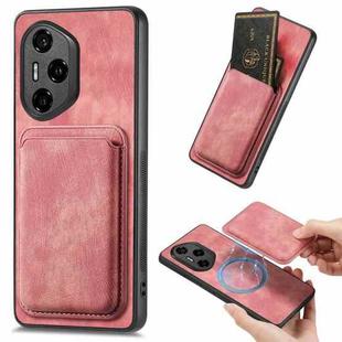 For Honor 300 Pro Retro Leather Card Bag Magnetic Phone Case(Pink)