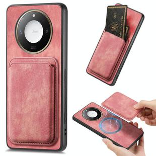 For Honor X60 Pro 5G Retro Leather Card Bag Magnetic Phone Case(Pink)