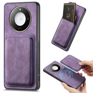 For Honor X60 Pro 5G Retro Leather Card Bag Magnetic Phone Case(Purple)