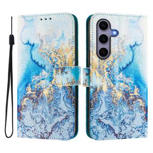 For Samsung Galaxy S25 5G / S24 5G ENKAY Painted Leather Phone Case with Card Slots ＆ Holder(Ocean Marble Pattern)