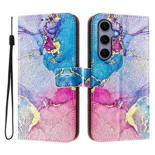 For Samsung Galaxy S25+ / S24+ 5G ENKAY Painted Leather Phone Case with Card Slots ＆ Holder(Pink Marble Pattern)