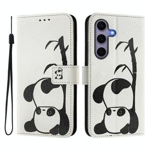 For Samsung Galaxy S25+ / S24+ 5G ENKAY Painted Leather Phone Case with Card Slots ＆ Holder(Panda Pattern)