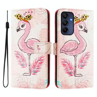 For Samsung Galaxy A16 4G / 5G ENKAY Painted Leather Phone Case with Card Slots ＆ Holder(Flamingo Pattern)