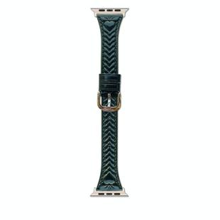 For Apple Watch 46mm / 49mm / 45mm / 44mm Heart-Shaped Embossed Leather Watch Band(Forest Green)