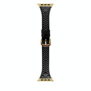 For Apple Watch 42mm / 41mm / 40mm / 38mm Heart-Shaped Embossed Leather Watch Band(Black)
