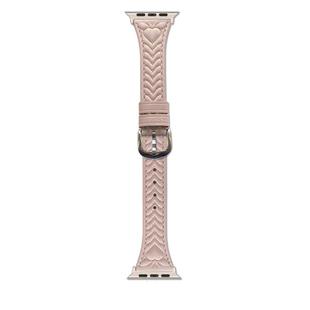 For Apple Watch 42mm / 41mm / 40mm / 38mm Heart-Shaped Embossed Leather Watch Band(Girly Pink)