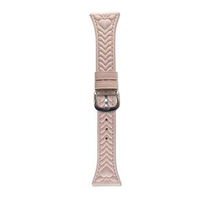 For Huawei Watch GT5 Pro 42mm Heart-Shaped Embossed 18mm Leather Watch Band(Pink)