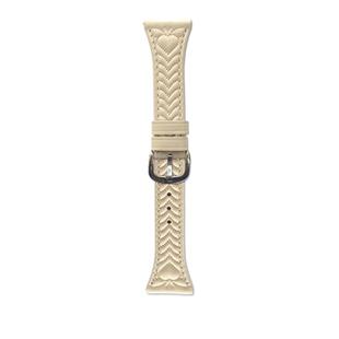 For Huawei Watch GT5 Pro 42mm Heart-Shaped Embossed 18mm Leather Watch Band(Apricot)