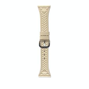 For Huawei Watch GT 3 42mm Heart-Shaped Embossed 20mm Leather Watch Band(Apricot)