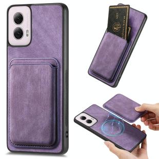 For Motorola Moto G Power 5G 2024 Retro Leather Card Bag Magnetic Phone Case(Purple)