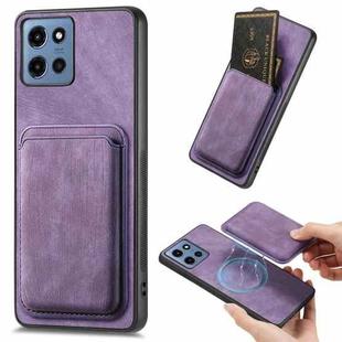 For Motorola Moto G 5G 2025 Retro Leather Card Bag Magnetic Phone Case(Purple)