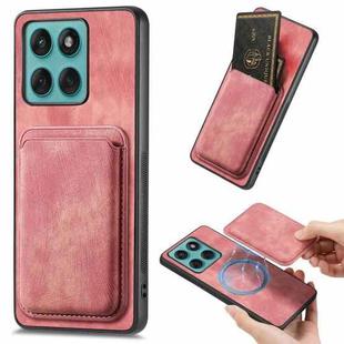 For Motorola Moto Edge 60 Fusion Retro Leather Card Bag Magnetic Phone Case(Pink)