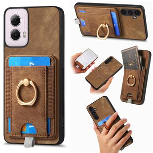 For Motorola Moto G Power 2024 5G Retro Splitable Magnetic Card Bag Leather Phone Case(Brown)