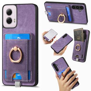 For Motorola Moto G Power 2024 5G Retro Splitable Magnetic Card Bag Leather Phone Case(Purple)