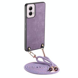 For Motorola Moto G Power 2024 5G Vintage Leather PC Back Cover Phone Case with Crossbody Strap(Purple)