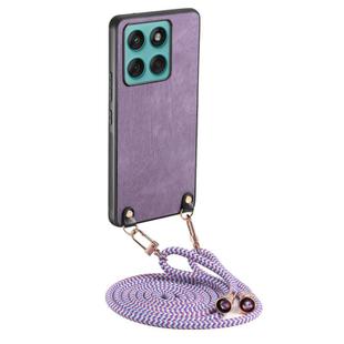 For Motorola Edge 60 / 60s Vintage Leather PC Back Cover Phone Case with Crossbody Strap(Purple)