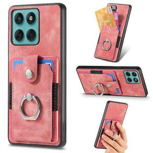 For Motorola Moto Edge 60 Fusion Retro Skin-feel Ring Card Wallet Phone Case(Pink)