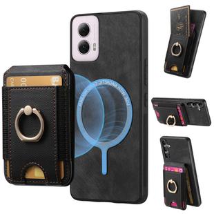 For Motorola Moto G Power 5G 2024 Retro Splitable Magnetic Stand Card Bag Leather Phone Case(Black)