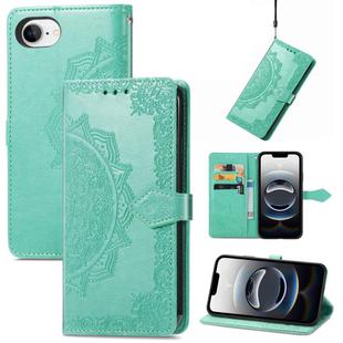For iPhone 16e Mandala Flower Embossed Leather Phone Case(Green)