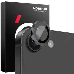 For iPhone 16e NORTHJO Camera Lens Protector CD Metal Ring Tempered Glass Film(Black)