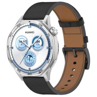 For Huawei Watch GT 5 46mm Press Button 22mm Leather Watch Band(Black)