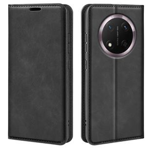 For Honor X9c Retro-skin Magnetic Suction Leather Phone Case(Black)