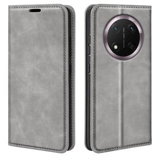 For Honor X9c Retro-skin Magnetic Suction Leather Phone Case(Grey)
