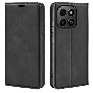 For Honor X6b Retro-skin Magnetic Suction Leather Phone Case(Black)