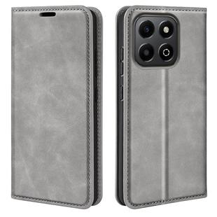 For Honor X6b Retro-skin Magnetic Suction Leather Phone Case(Grey)