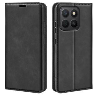 For Honor X8c Retro-skin Magnetic Suction Leather Phone Case(Black)