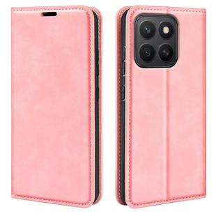 For Honor X8c Retro-skin Magnetic Suction Leather Phone Case(Pink)