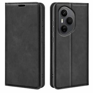 For Honor 400 Pro Global 160.8mm Retro-skin Magnetic Suction Leather Phone Case(Black)